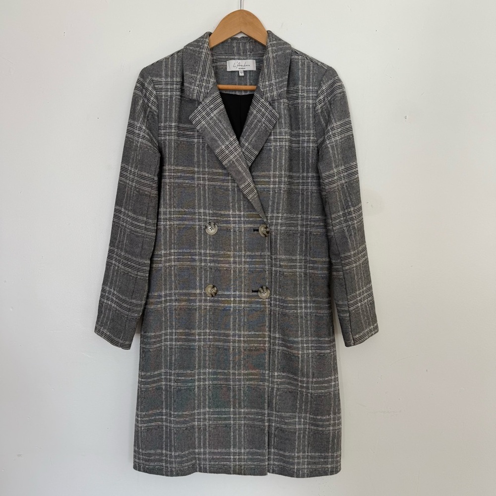 L'Academie Black & White Plaid Trench Coat